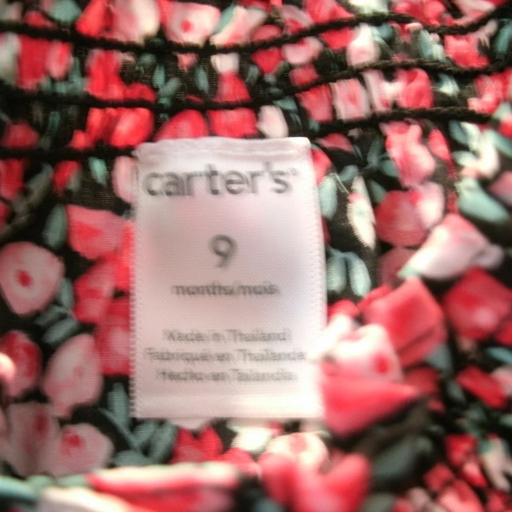 Carter's Girls Smocked Floral Top Red Pink Long Sleeve 9 Months New